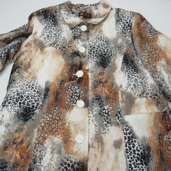 Toni Morgan Women's Button Up Blazer Jacket Cheetah/Leopard Print Size L - Picture 3 of 11
